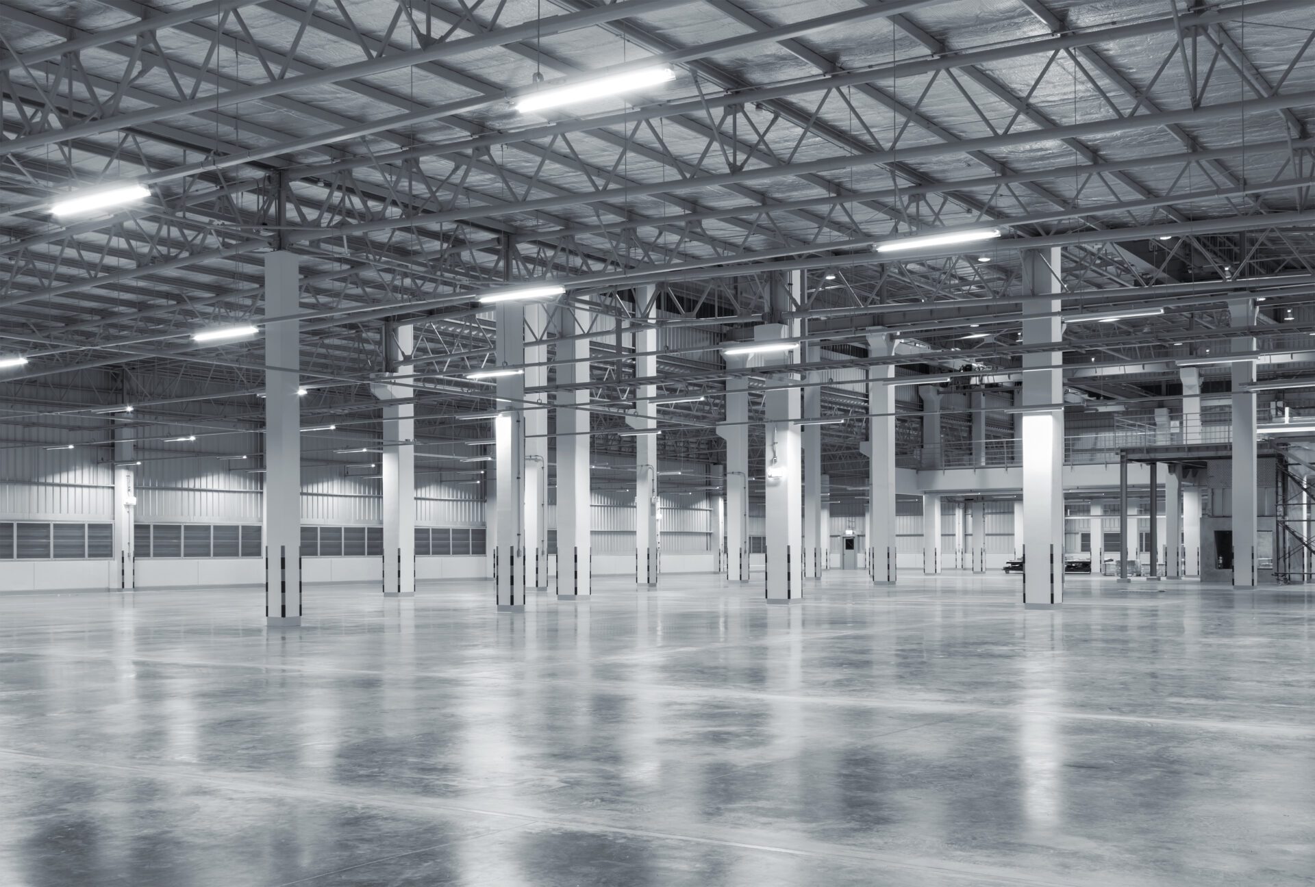 background Factory background with concrete floor, night scene